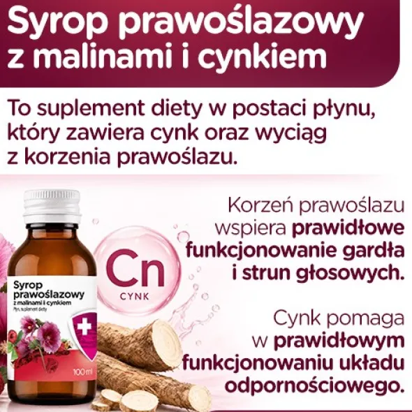 Syrop prawoślazowy, z malinami i cynkiem, 100 ml