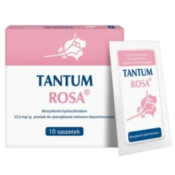 Tantum Rosa, 53,2 mg/g, proszek do sporządzania roztworu dopochwowego, 10 saszetek