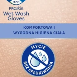 Tena ProSkin Wet Wash Gloves, wstępnie nawilżone rękawice do mycia, bezzapachowe, 8 szt.