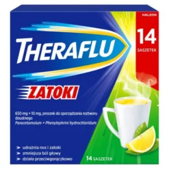 Theraflu Zatoki, 650 mg+10 mg, proszek do sporządzenia roztworu doustnego, 14 saszetek