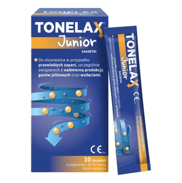 Tonelax Junior, płyn na zaparcia dla dzieci, 10 saszetek
