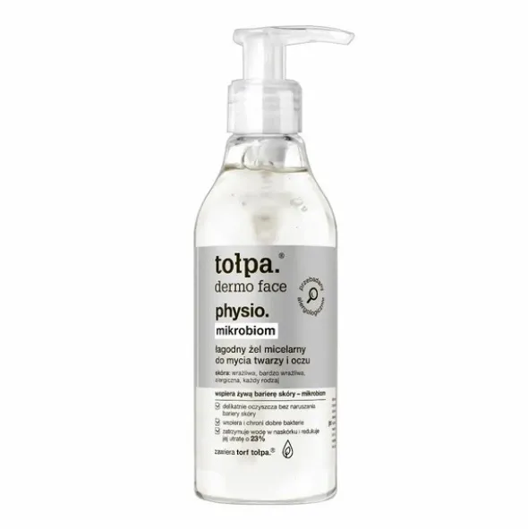 Tołpa dermo face physio. mikrobiom, żel micelarny do mycia twarzy i okolic oczu, 195 ml