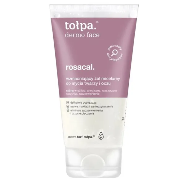 Tołpa Dermo Face Rosacal, wzmacniający żel micelarny do mycia twarzy i oczu, 150 ml