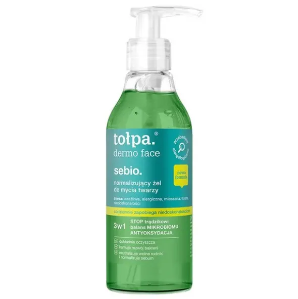 Tołpa dermo face sebio., normalizujący żel do mycia twarzy, 195 ml
