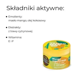 Tutti Frutti, regenerujące masło do ciała, Mango i Trawa Cytrynowa + Nutri Shot E+F, 200 ml