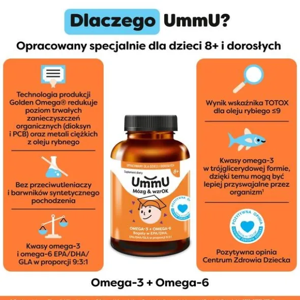UmmU Mózg & wzrOK 8+, kapsułki miękkie, 240 szt.