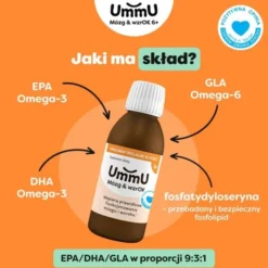 UmmU Mózg & wzrOK 6+, płyn, smak owoce leśne, 150 ml