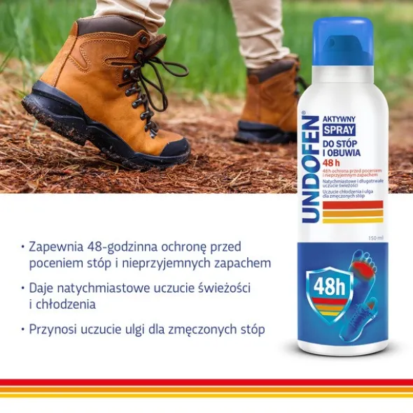 Undofen, aktywny spray do stóp i obuwia 48h, 150 ml