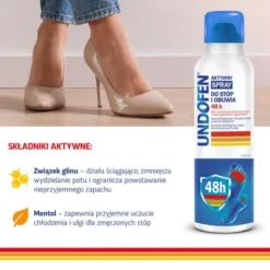 Undofen, aktywny spray do stóp i obuwia 48h, 150 ml
