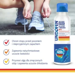 Undofen, aktywny spray do stóp i obuwia 48h, 150 ml
