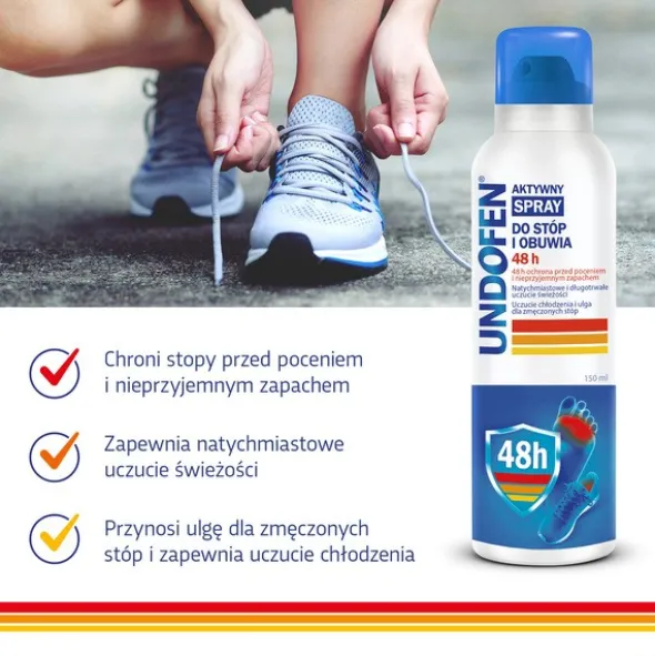 Undofen, aktywny spray do stóp i obuwia 48h, 150 ml
