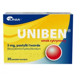 Uniben smak cytrynowy, 3 mg, pastylki twarde, 20 szt.