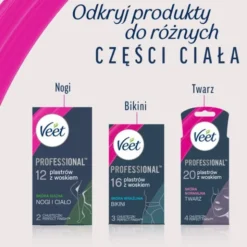 Veet Easy-Gel, plastry do depilacji z woskiem dla skóry wrażliwej, 12 szt.