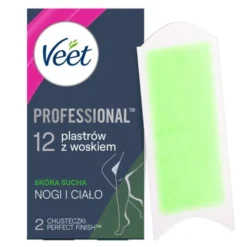 Veet Easy-Gel, plastry do depilacji z woskiem dla skóry suchej, 12 szt.