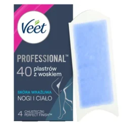 Veet Easy-Gel, plastry do depilacji z woskiem dla skóry wrażliwej, 40 szt.