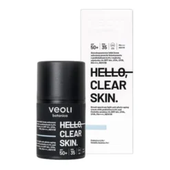 Veoli Botanica, Hello Clear Skin, szerokopasmowy lekki krem ochronny przeciw fotostarzeniu SPF 50+, 50 ml