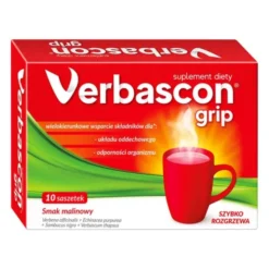 Verbascon Grip, proszek do rozpuszczania, smak malinowy, saszetki, 10 szt.