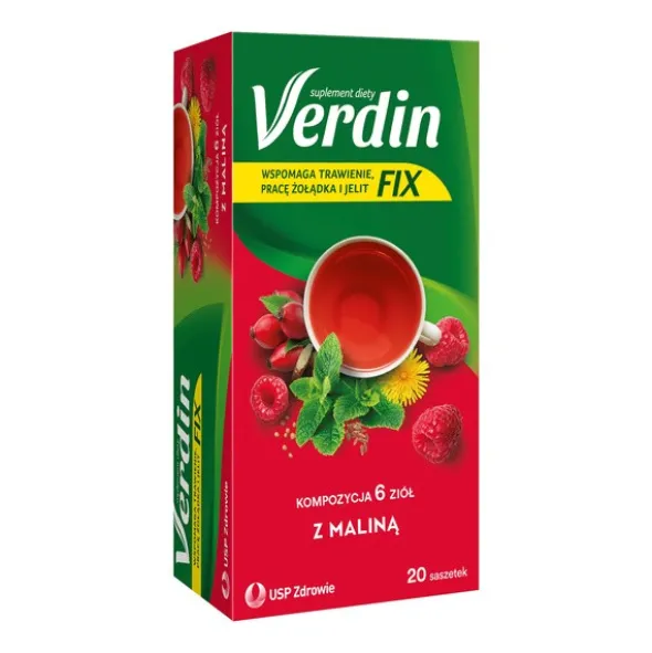 Verdin fix z maliną, susz ziołowy, 20 szt.