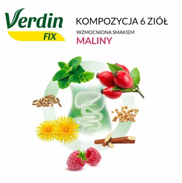 Verdin fix z maliną, susz ziołowy, 20 szt.