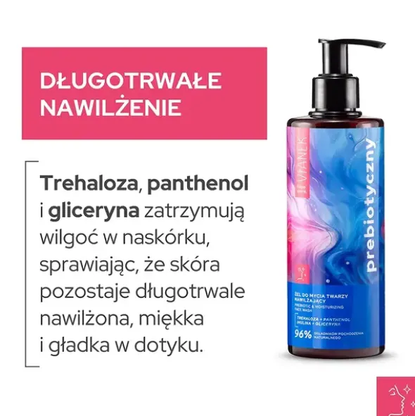 Vianek, prebiotyczny żel do mycia twarzy nawilżający, 300 ml