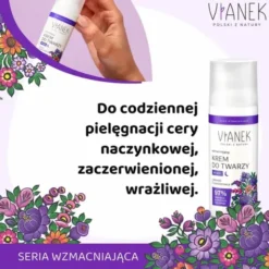 Vianek, wzmacniający krem do twarzy na noc do cery naczynkowej, 50 ml