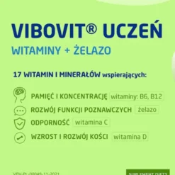 Vibovit Uczeń, tabletki do ssania, smak owoce leśne, od 8 lat, 30 szt.