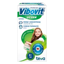 Vibovit Uczeń, tabletki do ssania, smak owoce leśne, od 8 lat, 30 szt.