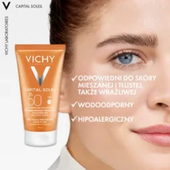 Vichy Capital Soleil, matujący krem do twarzy SPF 50, 50 ml