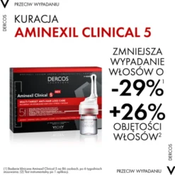 Vichy Dercos Aminexil Clinical 5, kuracja przeciw wypadaniu włosów dla mężczyzn, 6 ml, 21 ampułek