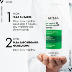 Vichy Dercos DS, szampon przeciwłupieżowy, włosy normalne i przetłuszczające się, 390 ml