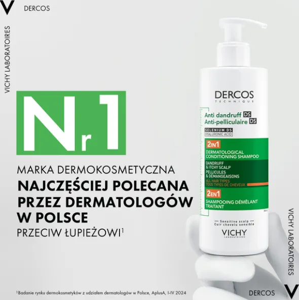 Vichy Dercos DS, szampon przeciwłupieżowy z odżywką 2w1, 390 ml