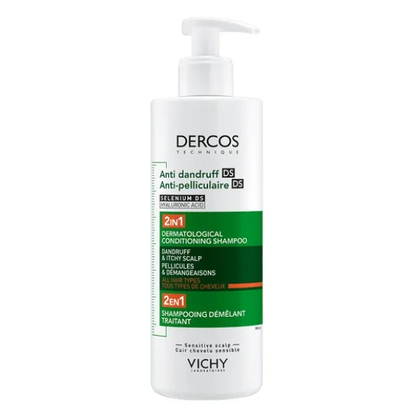 Vichy Dercos DS, szampon przeciwłupieżowy z odżywką 2w1, 390 ml