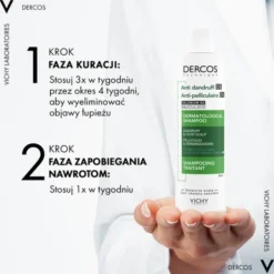 Vichy Dercos DS, szampon przeciwłupieżowy, włosy normalne i przetłuszczające się, 200 ml