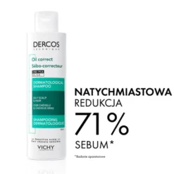 Vichy Dercos Oil Correct, Szampon Normalizujący Sebum, 200ml