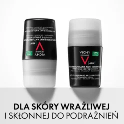Vichy Homme, dezodorant-antyperspirant 48h, skóra wrażliwa, roll-on, 50 ml