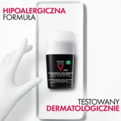 Vichy Homme, dezodorant-antyperspirant 48h, skóra wrażliwa, roll-on, 50 ml