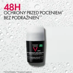 Vichy Homme, dezodorant-antyperspirant 48h, skóra wrażliwa, roll-on, 50 ml