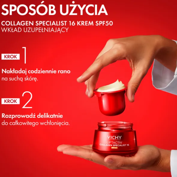 Vichy Liftactiv Collagen Specialist, krem SPF 50 redukujący 16 oznak starzenia, 50 ml
