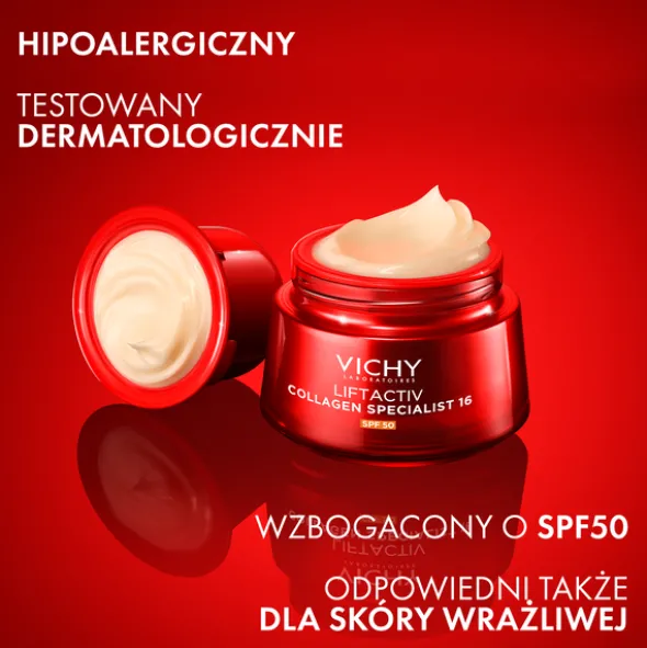 Vichy Liftactiv Collagen Specialist, krem SPF 50 redukujący 16 oznak starzenia, 50 ml