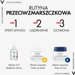 Vichy Liftactiv Supreme, przeciwzmarszczkowy krem ujędrniający z kwasem hialuronowym na noc, 50 ml