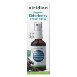 Viridian, Ekologiczny Spray do gardła, czarny bez, miód manuka i prawoślaz, 50 ml