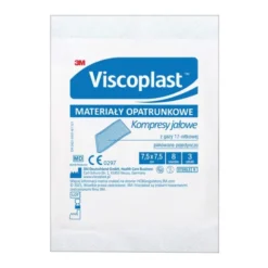 Viscoplast, jałowe kompresy gazowe z gazy bawełnianej, 17-nitkowe, 8 warstw, 7,5 cm x 7,5 cm, 3 szt.
