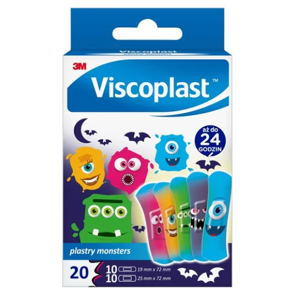 Viscoplast Monsters, plastry z opatrunkiem dla dzieci, 20 szt.