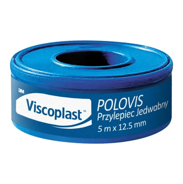 Viscoplast Polovis, przylepiec jedwabny, 5 m x 12,5 mm, 1 rolka