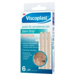 Viscoplast Steri-Strip, paski do zamykania ran, 6 mm x 75 mm, cieliste, 6 szt.