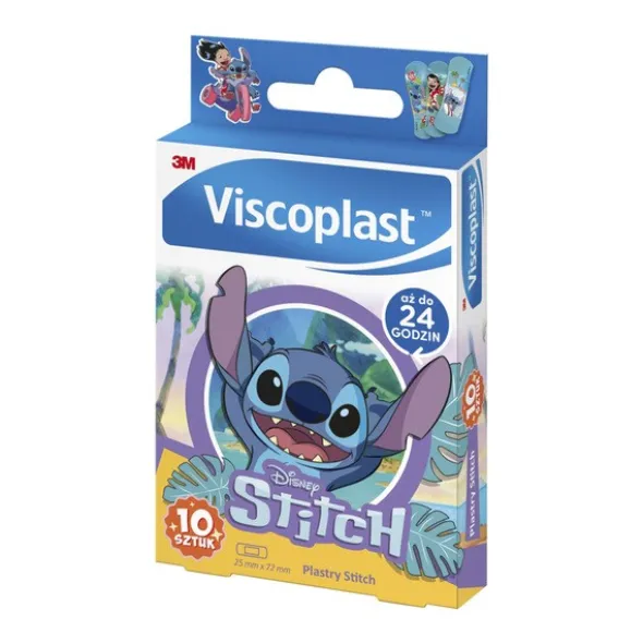 Viscoplast Stitch, dekorowane plastry dla dzieci, 72 mm x 25 mm, 10 szt.