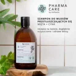 Vis Plantis Pharma Care, szampon do włosów przetłuszczających się, mięta + cynk, 500 ml