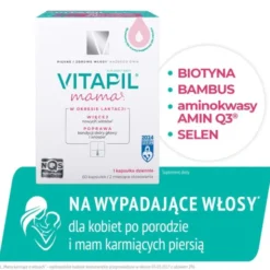 Vitapil Mama, wypadanie włosów po ciąży i podczas karmienia piersią, kapsułki twarde, 60 szt.