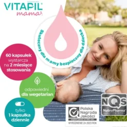 Vitapil Mama, wypadanie włosów po ciąży i podczas karmienia piersią, kapsułki twarde, 60 szt.