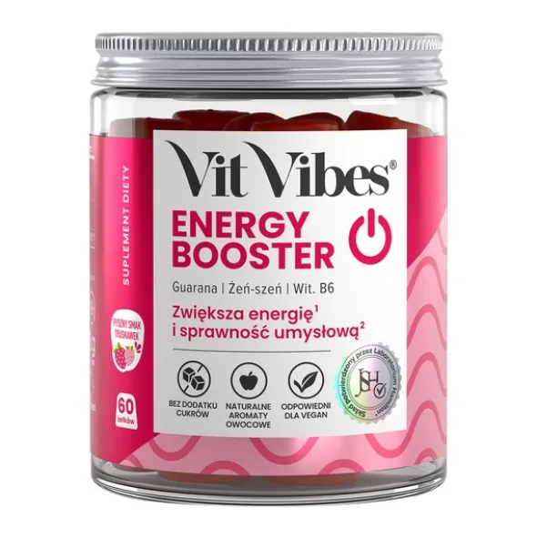Vit Vibes Energy Booster, żelki, smak truskawkowy, 60 szt.